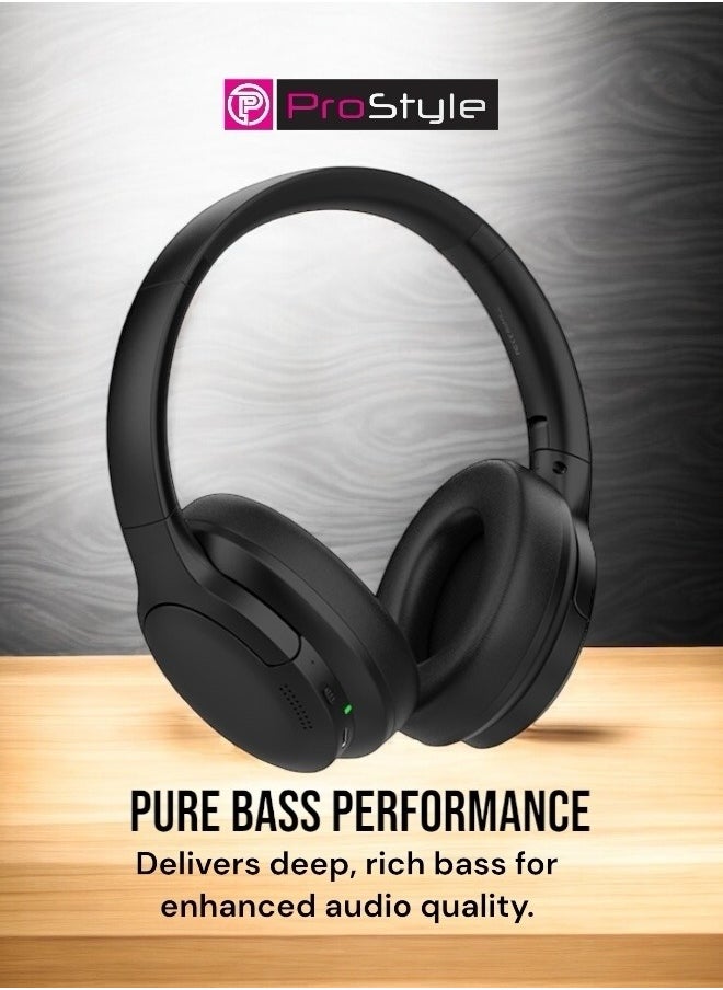 Prostyle Bluetooth Headphones On-Ear Wireless, Active Noise Cancelling, Pure Bass, USB Type-C Fast Charge, Compatible with iPhone, Android, PS5, Xbox, Gaming – Black  - Image 2