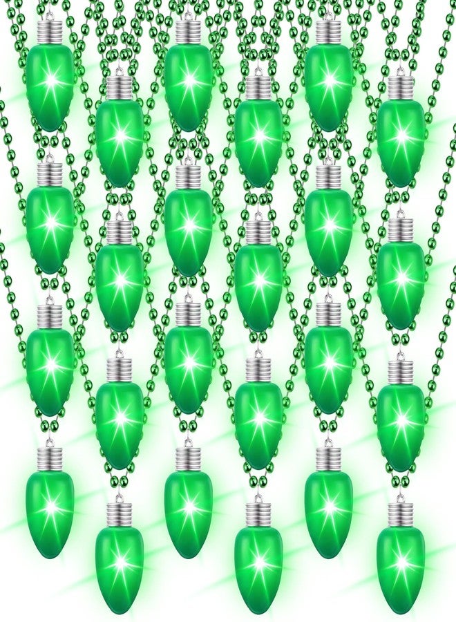 Ferreve 12 Pcs St Patricks Day Light up Beads Necklace Bulk LED Saint Patricks Day Lanyard Bulb Necklaces with 3 Light Modes Glow Tossing Beads for Irish Parade Party Favors Accessories (Green) - Image 1