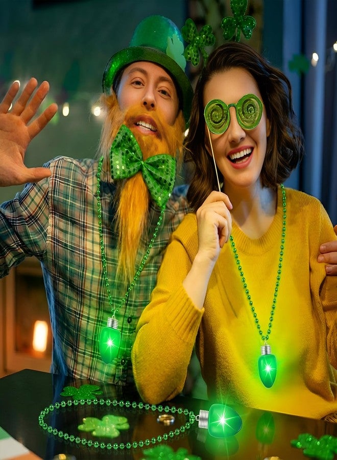 Ferreve 12 Pcs St Patricks Day Light up Beads Necklace Bulk LED Saint Patricks Day Lanyard Bulb Necklaces with 3 Light Modes Glow Tossing Beads for Irish Parade Party Favors Accessories (Green) - Image 4