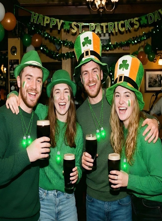 Ferreve 12 Pcs St Patricks Day Light up Beads Necklace Bulk LED Saint Patricks Day Lanyard Bulb Necklaces with 3 Light Modes Glow Tossing Beads for Irish Parade Party Favors Accessories (Green) - Image 2