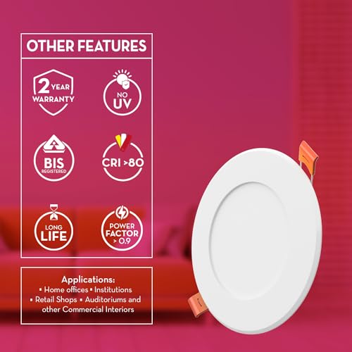 Crompton Star Slim Recessed Downlighter 3W Round Cool Day Light | Pack of 2 | False Ceiling required, Cutout: 3" | For Hall, Bedroom, Kitchen, Office, Store - Image 4