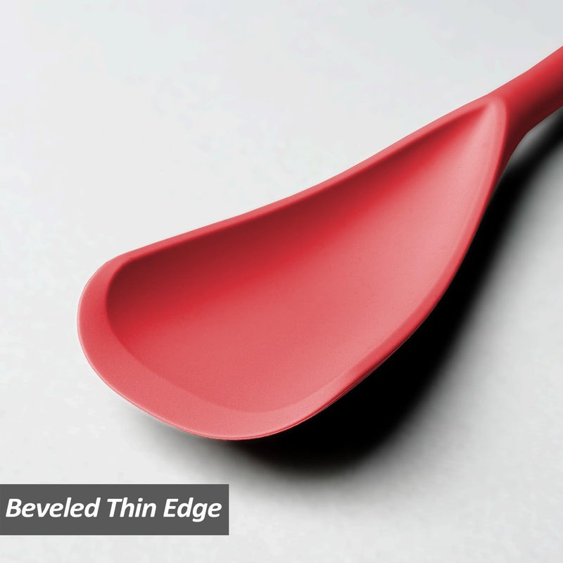 XiaoZu Silicone Spatula Spoon, Great for Both Cooking and Serving Durable BPA-Free Matte Black Silicone, Seamless Design, Safe for Nonstick Cooking Surfaces, 2-Pcs, Red - Image 4
