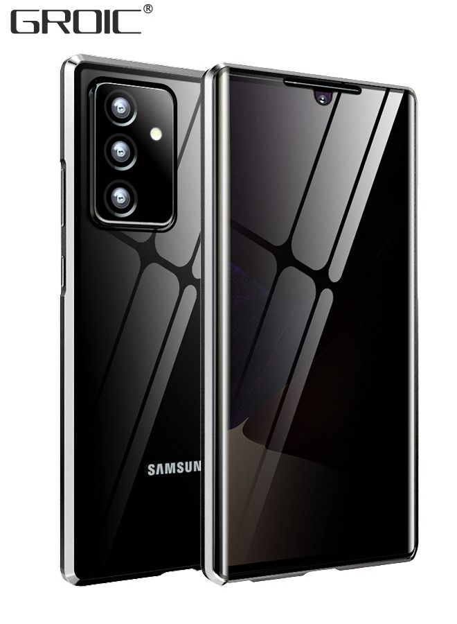 GROIC Compatible with Samsung Galaxy A54 6.4 inch, Anti Peeping Clear Double Sided Tempered Glass, Magnet Absorption Metal Bumper Frame, Thin 360 Full Protective Phone Case for  Samsung Galaxy A54 - Image 1