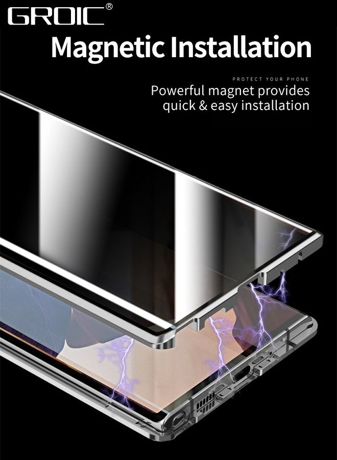 GROIC Compatible with Samsung Galaxy A54 6.4 inch, Anti Peeping Clear Double Sided Tempered Glass, Magnet Absorption Metal Bumper Frame, Thin 360 Full Protective Phone Case for  Samsung Galaxy A54 - Image 5