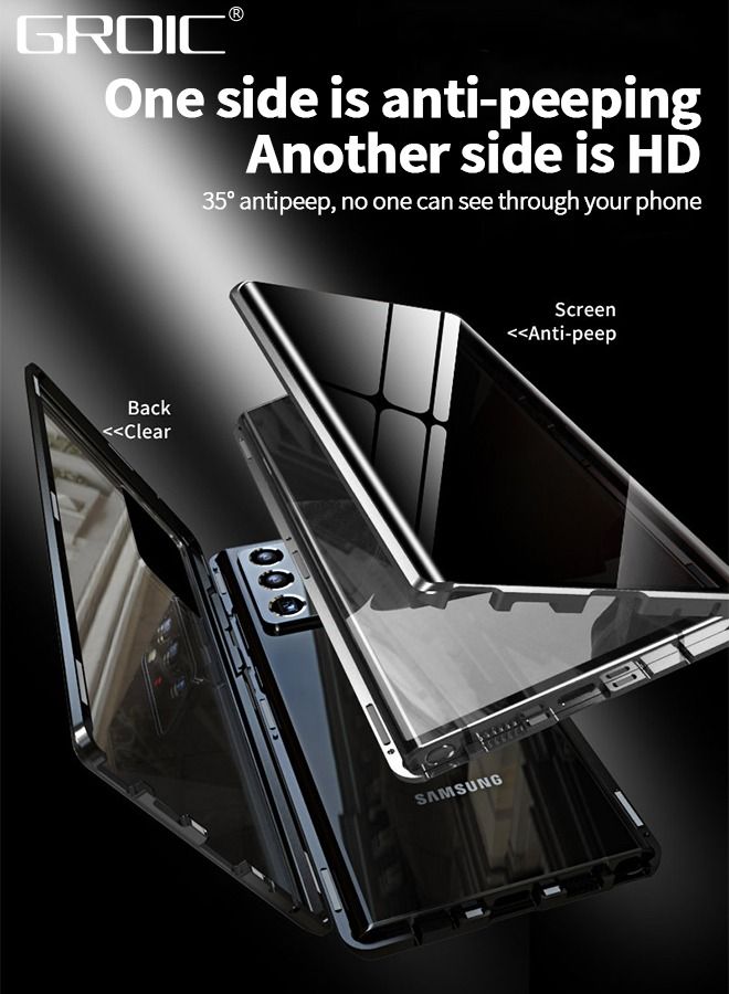 GROIC Compatible with Samsung Galaxy A54 6.4 inch, Anti Peeping Clear Double Sided Tempered Glass, Magnet Absorption Metal Bumper Frame, Thin 360 Full Protective Phone Case for  Samsung Galaxy A54 - Image 4