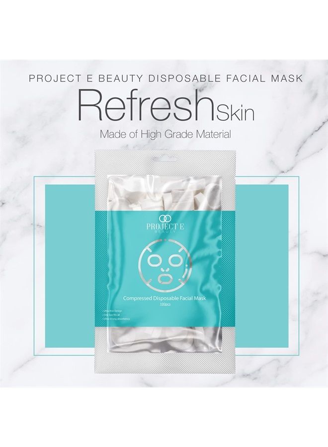 Project E Beauty 100pcs Disposable Compressed Facial Mask by Project E Beauty | 100% Cotton Mask | DIY Sheet Mask | Absorbent Facial Paper | For Toner, Lotion or Serum | For Travel & Home Use | White - Image 3