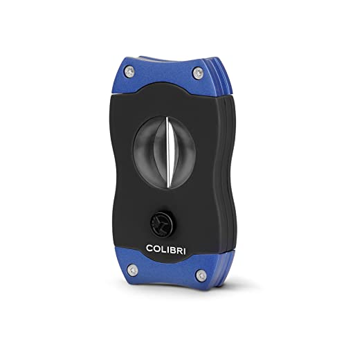 Colibri Premium V-Cut Cigar Cutter - Ergonomic Stainless Steel Spring-Loaded Blade, Ideal for up to 60+ Ring Gauge - Gift for Cigar Enthusiasts (Blue) - Image 1