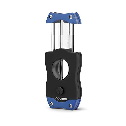Colibri Premium V-Cut Cigar Cutter - Ergonomic Stainless Steel Spring-Loaded Blade, Ideal for up to 60+ Ring Gauge - Gift for Cigar Enthusiasts (Blue) - Image 2