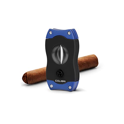 Colibri Premium V-Cut Cigar Cutter - Ergonomic Stainless Steel Spring-Loaded Blade, Ideal for up to 60+ Ring Gauge - Gift for Cigar Enthusiasts (Blue) - Image 4