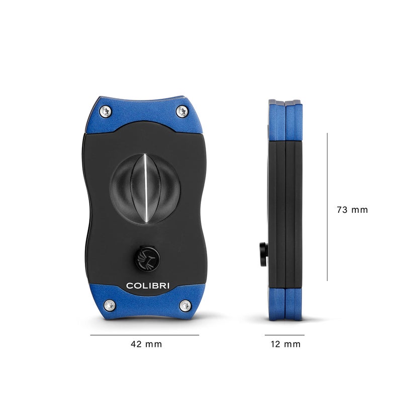 Colibri Premium V-Cut Cigar Cutter - Ergonomic Stainless Steel Spring-Loaded Blade, Ideal for up to 60+ Ring Gauge - Gift for Cigar Enthusiasts (Blue) - Image 3