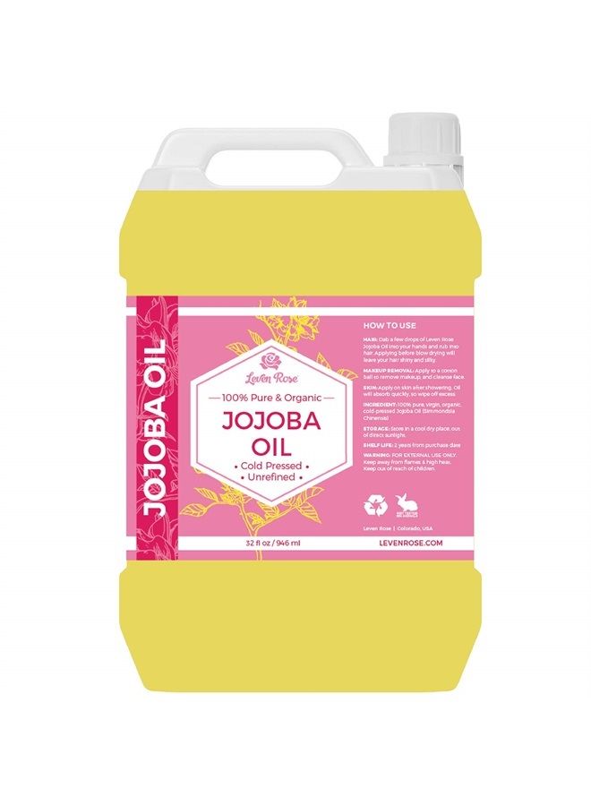 Leven Rose زيت الجوجوبا بالجملة 32 أونصة كبيرة للصابون والبشرة والشعر والأظافر - Image 1