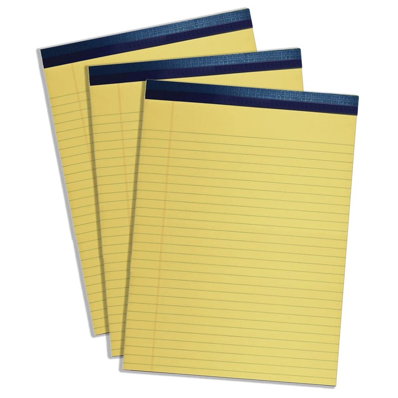 Top Flight Legal Pad, 8.5 x 11.75 Inches, 0.375 Inch Rule, Canary, 50 Sheets per Pad, 3 Pads per Pack (4513108) - Image 2