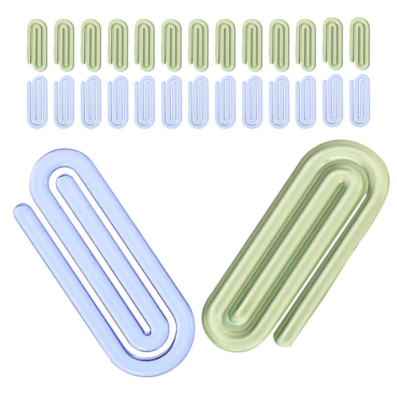 50 Pcs Small Plastic Paper Clips Decorative Mini For Home Office Green Blue - Image 2
