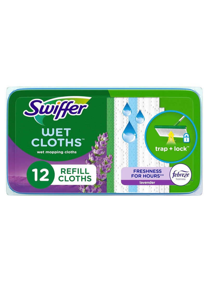 Swiffer Swiffer Sweeper Wet Mopping Pad Refills for Floor Mop with Febreze Lavender Scent, 12 Count - Image 1