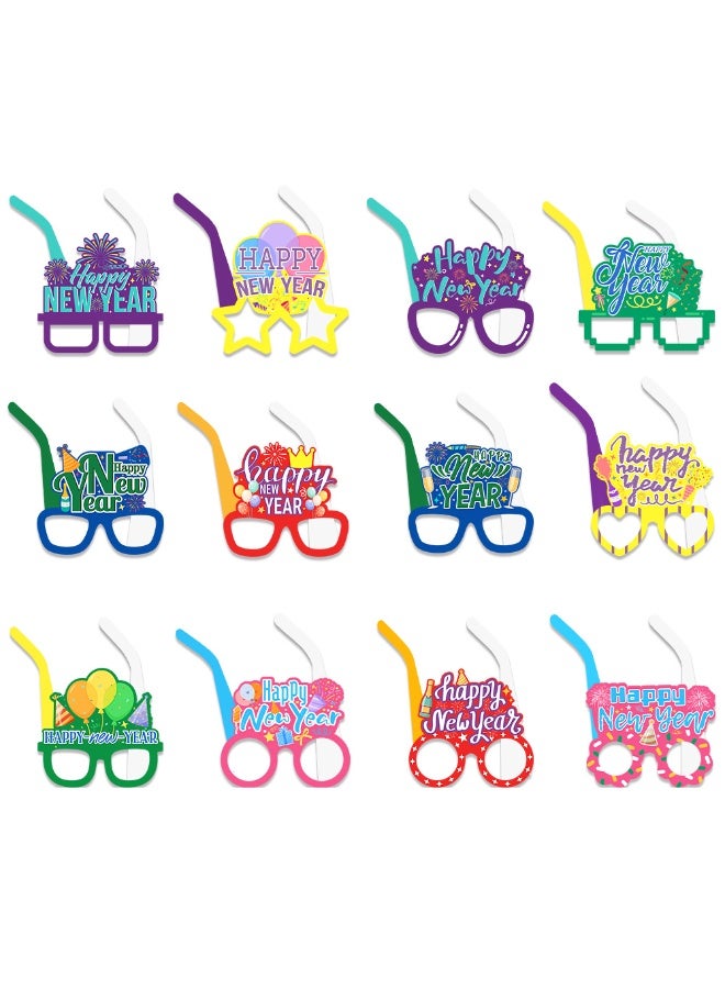 12 pieces of new year and christmas eyewear party supplies, 2025 paper eyewear, eyewear props, photo props, New Year happy decorations - Image 2