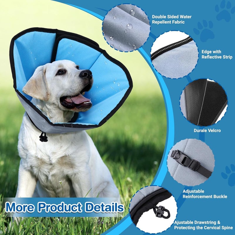 ipetstation Dog Cone Collar for Dogs After Surgery Extra Long, Adjustable Comfy Dog Elizabethan Pet Collar Cone for Large Dogs Anti-Lick Protective Wound - Image 3