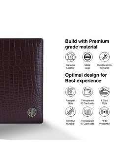 HAMMONDS FLYCATCHER HAMMONDS FLYCATCHER Genuine Leather Passport Cover, Passport Holder for Men and Women - Travel Accessories Document Organizer, RFID Protected Passport Wallet with Card Slots for Trips - Croc Brown  - Image 3