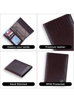 HAMMONDS FLYCATCHER HAMMONDS FLYCATCHER Genuine Leather Passport Cover, Passport Holder for Men and Women - Travel Accessories Document Organizer, RFID Protected Passport Wallet with Card Slots for Trips - Croc Brown  - Image 5