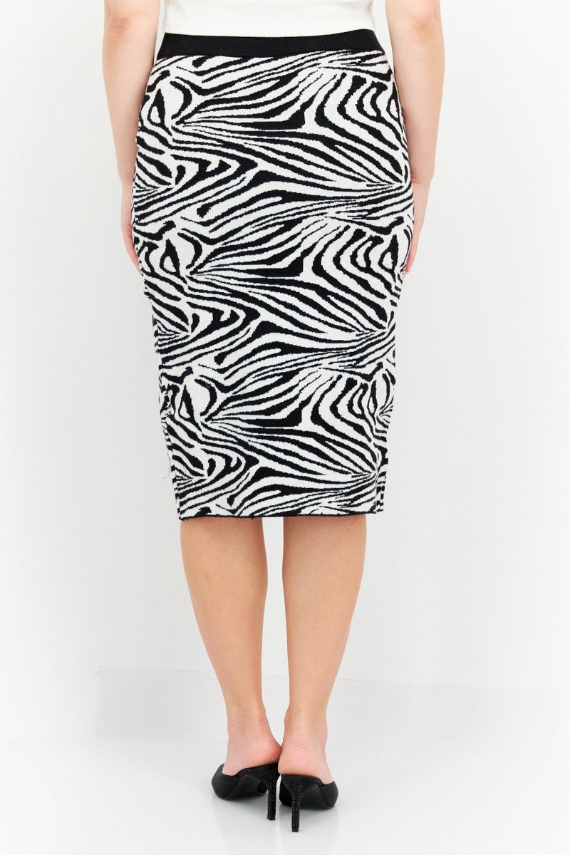 CARMEN MARC VALVO Women Animal Print Midi Skirt, Black - Image 2
