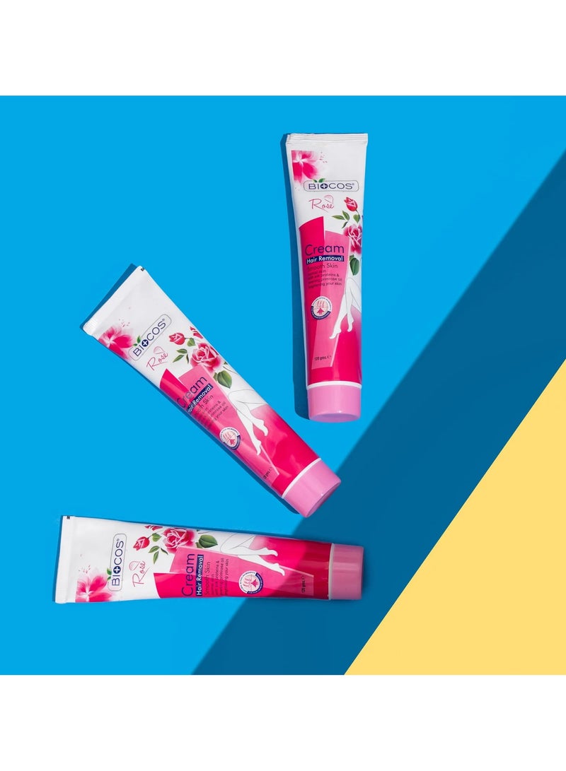 BIOCOS Rose Hair Removal Cream With Vitamin E - Gentle & Soothing, Quick-Acting Formula, Hydrating & Refreshing - 120ml - Image 2
