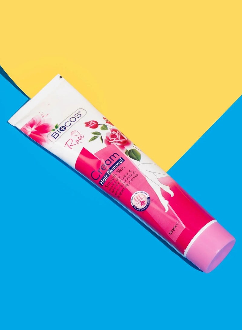 BIOCOS Rose Hair Removal Cream With Vitamin E - Gentle & Soothing, Quick-Acting Formula, Hydrating & Refreshing - 120ml - Image 3