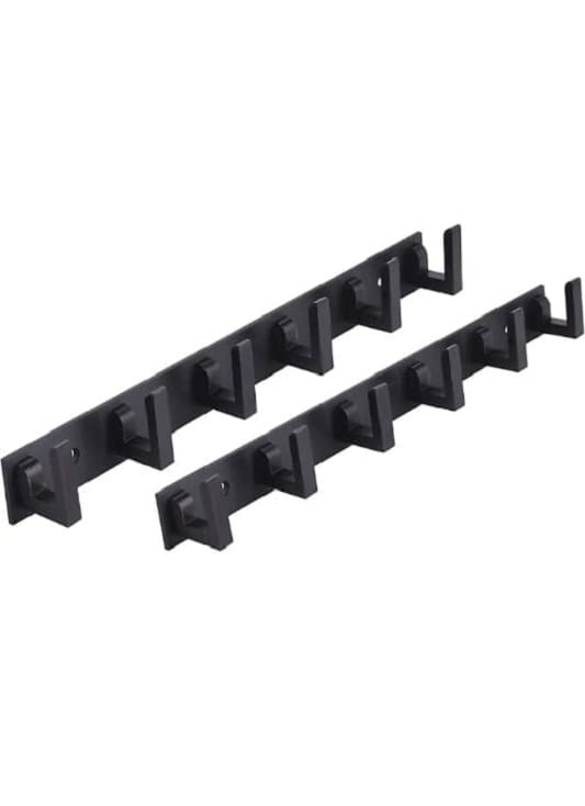 Deeplax blk Flora Heavy Duty 6 Pin Bathroom Cloth Hooks, Door Hanger, Wall Hooks Rail for Hanging Clothes and Keys, Bathroom Accessories (Black Glossy Color Coating Finish, Pack of 2) - Image 1