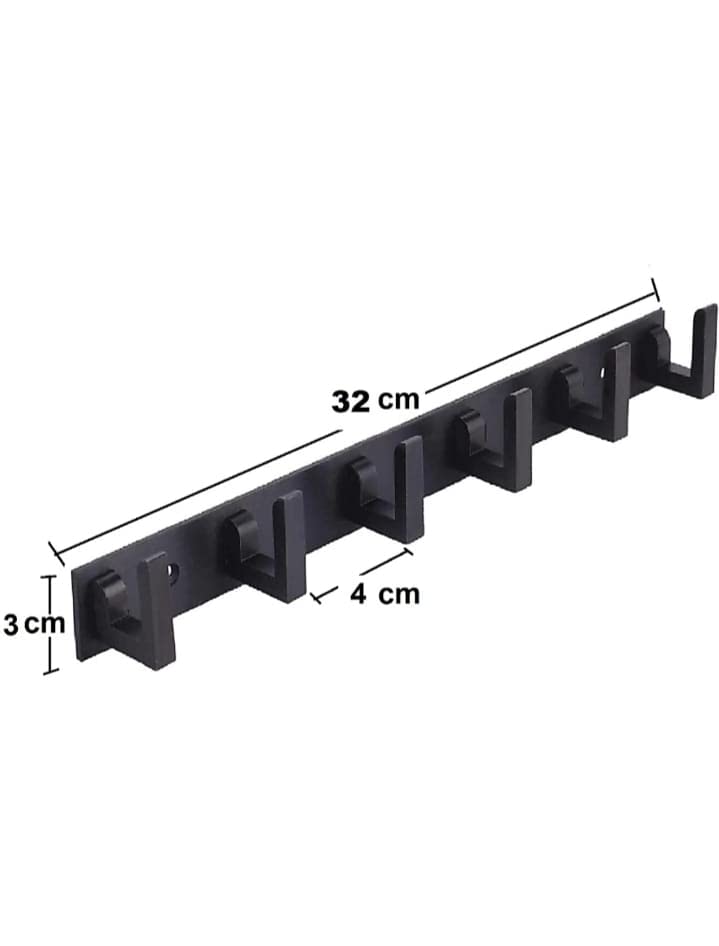 Deeplax blk Flora Heavy Duty 6 Pin Bathroom Cloth Hooks, Door Hanger, Wall Hooks Rail for Hanging Clothes and Keys, Bathroom Accessories (Black Glossy Color Coating Finish, Pack of 2) - Image 4