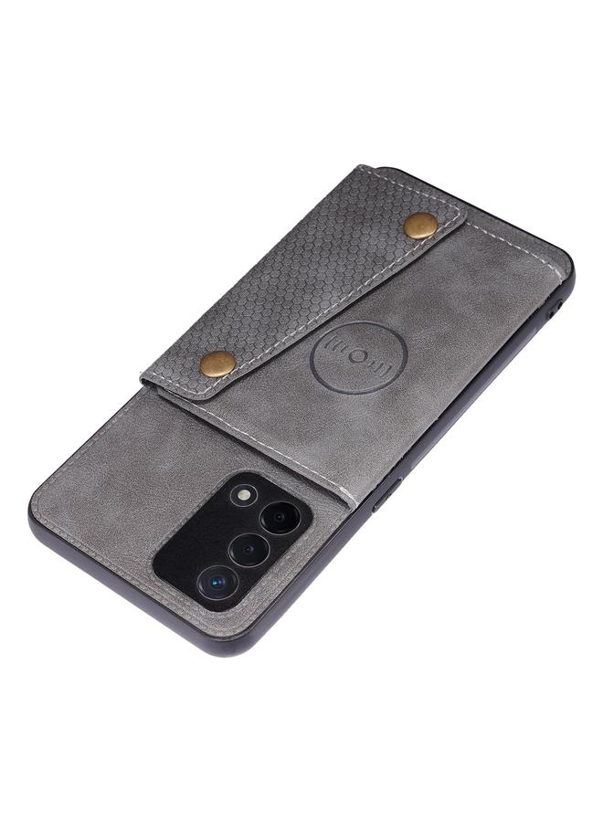 S-TOP Case For OPPO A74 4G Double Buckle PU + TPU Shockproof Magnetic Protective Case with Card Slot & Holder - Image 4