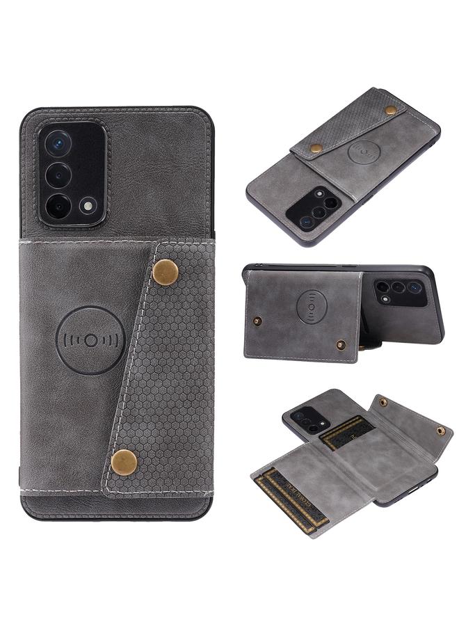 S-TOP Case For OPPO A74 4G Double Buckle PU + TPU Shockproof Magnetic Protective Case with Card Slot & Holder - Image 1