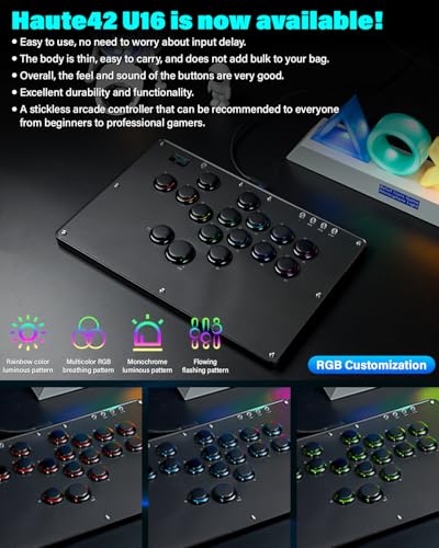 Sehawei Haute42 Arcade Stick U16 All-Button Gamerfinger with Custom RGB & Turbo Functions,Arcade Controller Street Fight for PC/Ps3/Ps4/Switch/Steam Game Keyboard-Supports Hot Swap & SOCD - Image 2