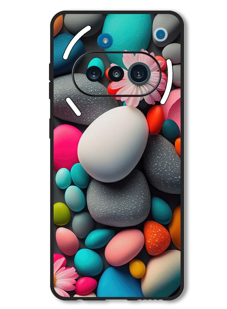 Theodor Case Compatible with Nothing Phone 3a Protection Shockproof Bumper Cover Colourful Stones - Image 1