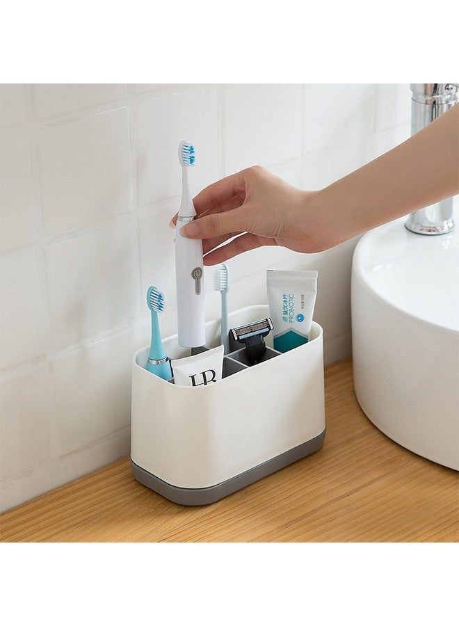 wolpin Wolpin 1 PC Multi-Grid Toothbrush Holder Plastic Stand for Toothpaste, Razor, Comb, Brush, Cream, Lotion Water Drain Stand, Grey - Image 5