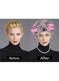 CMGTYYD. زي شعر مستعار للسيدة العجوز للنساء، زي 100 يوم من المدرسة للأطفال الفتيات، شعر مستعار للجدة الجدة لألعاب الهالوين التنكرية  - Image 3