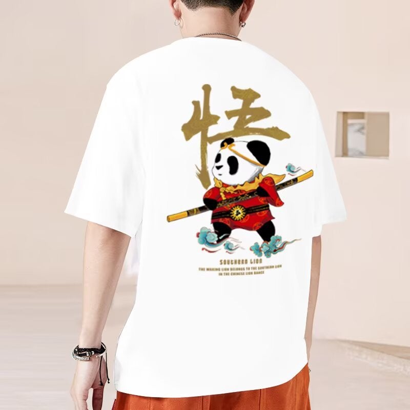 Chinese Style Trendy T-Shirt for Plus-Size Men, Short-Sleeve, Loose Fit, Summer, Oversized, Chinese Style Half-Sleeve, 8XL