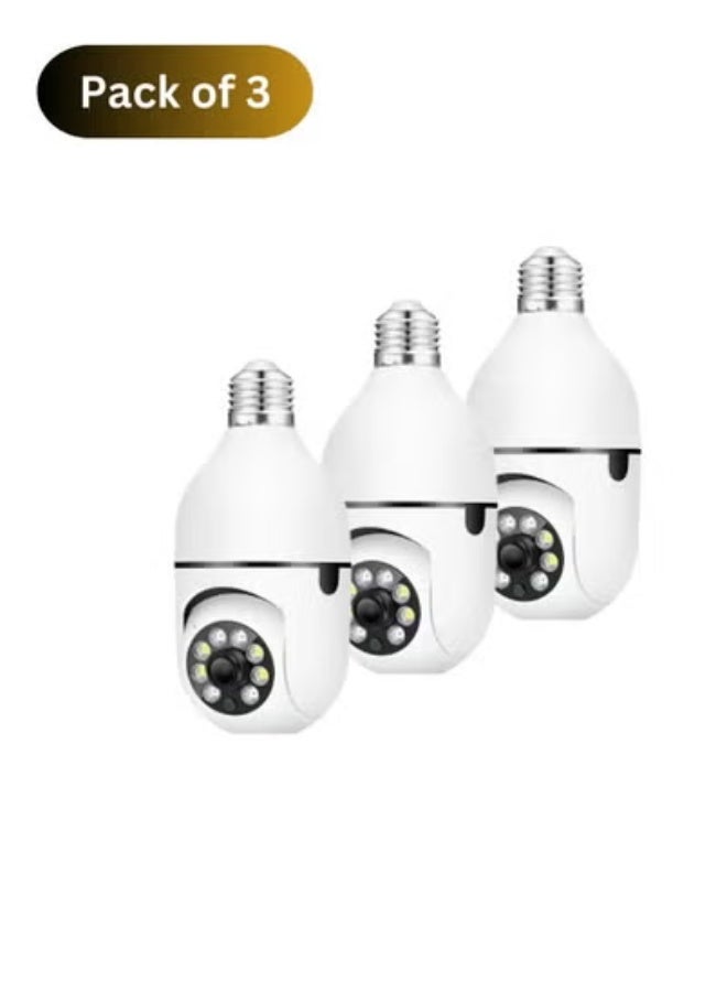 JAJEEK (Pack of 3) WiFi Surveillance Light Bulb Cameras | Full Color Night Vision | Automatic Human Tracking & Zoom | Indoor Security Monitor | Easy Installation | 360° Coverage | Two-Way Audio | Motion Detection | Ideal for Home & Office Security - Image 1