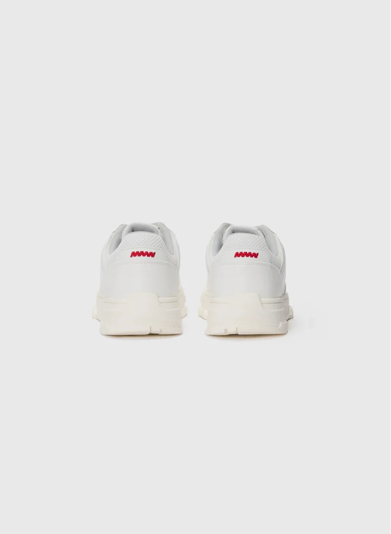 HUGO White Faux-leather sneakers with zigzag detailing for Men | Best Price UAE