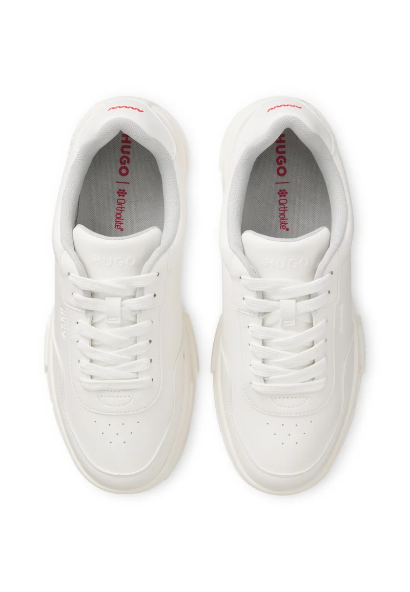 HUGO White Faux-leather sneakers with zigzag detailing for Men | Best Price UAE