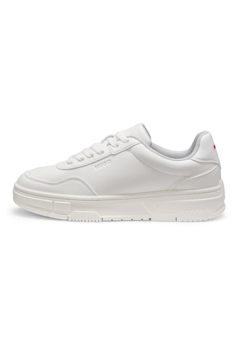 HUGO White Faux-leather sneakers with zigzag detailing for Men | Best Price UAE
