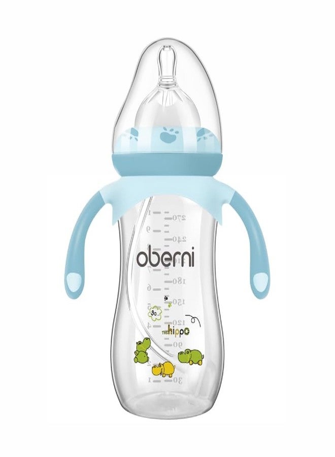 Oberni Baby Bottles, Weighted Straw Toddler Milk Bottles with Non-Slip Handle, Size + Variable Fast Flow, 12+ Months, BPA-Free, Blue/1Pack/9oz - Image 1