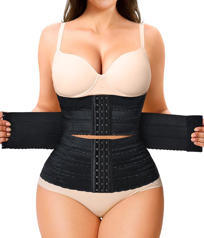 Nebility Waist Trainer for Women Corset Shapewear Tummy Control Segmented Waist Cincher Workout Girdle(Black, M) - Image 1