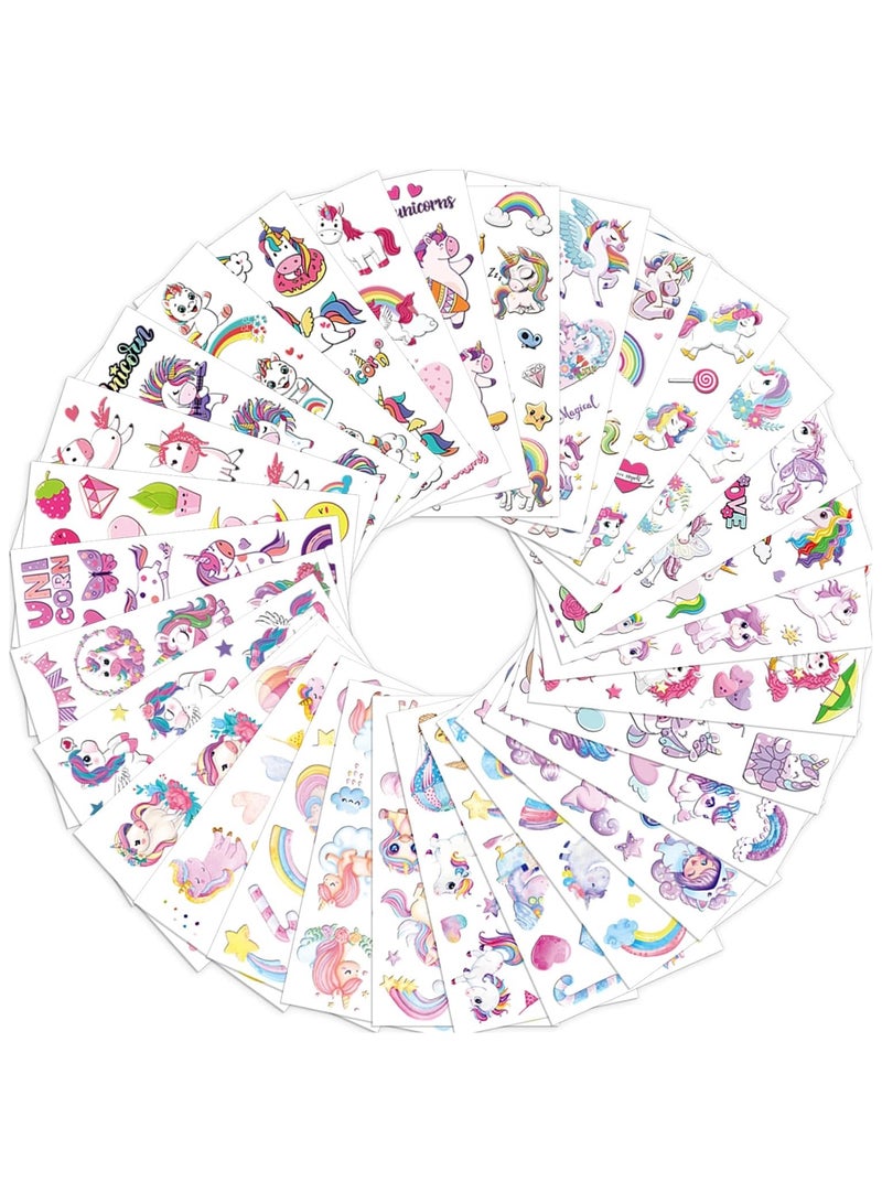Unicorn Tattoos Temporary Birthday Party Favors 30 Sheets Unicorn Temporary Tattoos For Birthday Party Supplies For Unicorn Goodie Bag Stuffers No Duplicate - Image 1