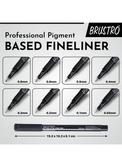 BRUSTRO BRUSTRO Professional Pigment Based Fineliner Pen |Black| Set of 8 - Tip Size 0.05mm, 0.1mm, 0.2mm, 0.3mm, 0.4mm, 0.5mm, 0.6mm and 0.8mm| Ideal For Mandala, Drawing,Artist Illustration,Sketching  - Image 4