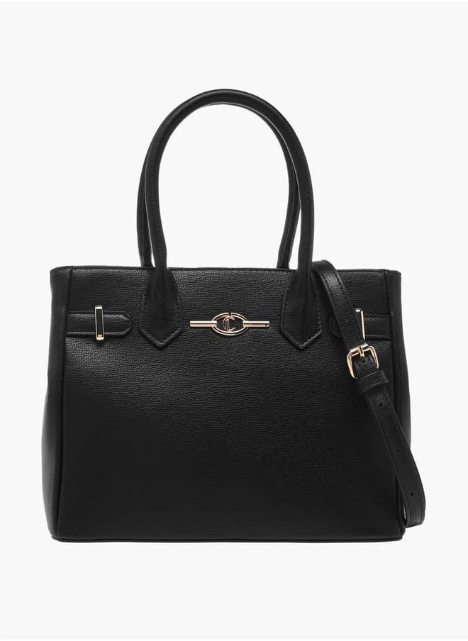 Le Confort Women Textured Tote Bag with Double Handles and Detachable Strap