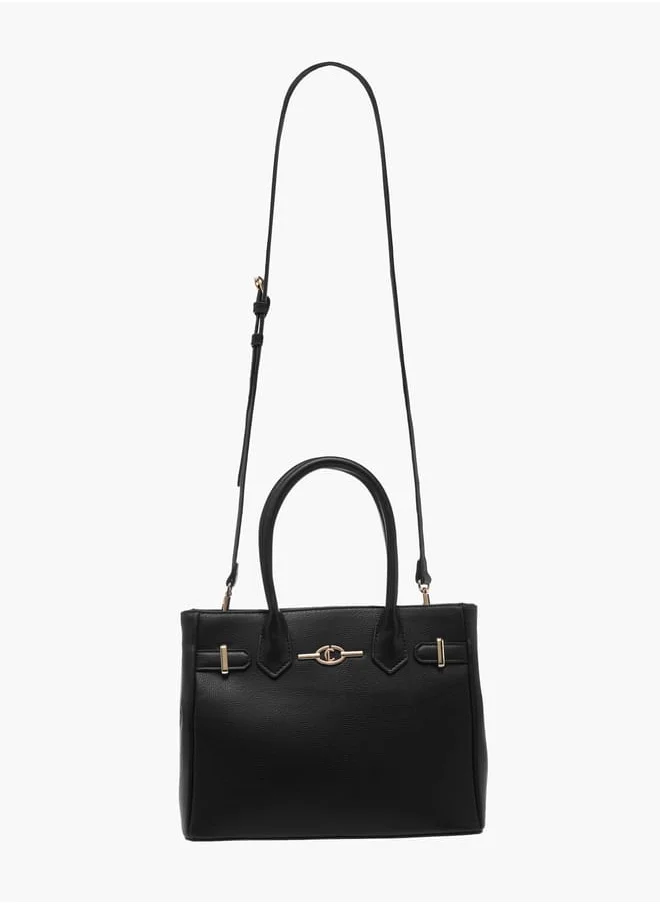 Le Confort Women Textured Tote Bag with Double Handles and Detachable Strap