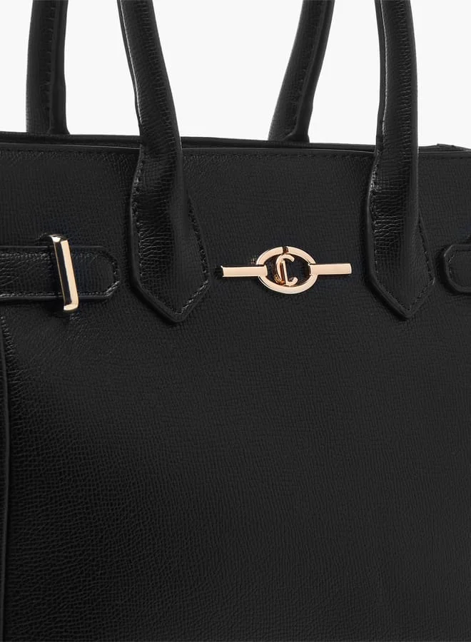 Le Confort Women Textured Tote Bag with Double Handles and Detachable Strap