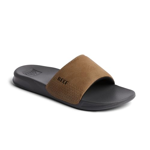 Reef One Slide Mens Sandal, Lightweight & Water Friendly, Grey/Tan, 11 - Image 2
