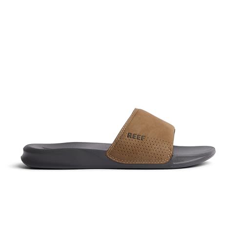 Reef One Slide Mens Sandal, Lightweight & Water Friendly, Grey/Tan, 11 - Image 4
