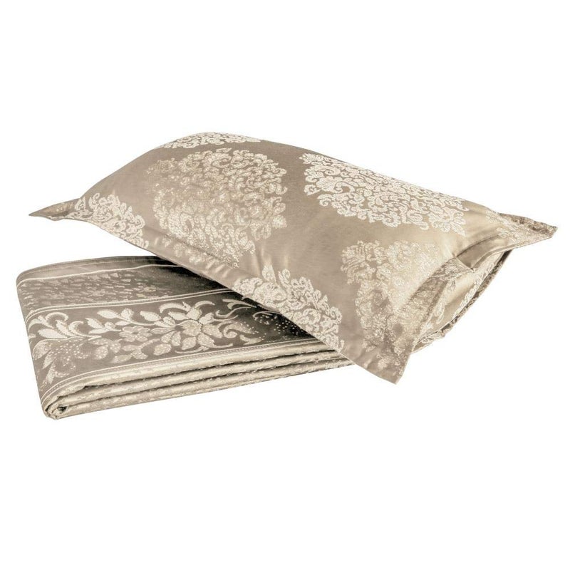 Victor Poly Cotton Styria Satin Bedcover for Double Bed/Luxury Damask Geometrical Extra Soft Bed Spread, Exclusive for Wedding (Bed Cover - 90" X 100", 2 Pillow Covers - 18" X 27"),Fawn - Image 5