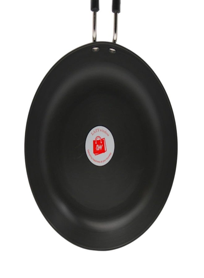 LAZYwindow Hard Anodised Fry Pan with Stainless Steel Bakelite Handle - 1 LTR. (Black) | Induction Base & Long-Lasting | Non Toxic, & Non staining Food Grade Surface - Image 4