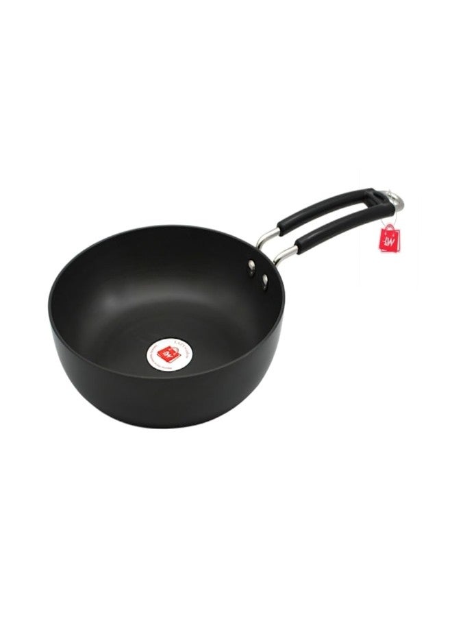 LAZYwindow Hard Anodised Fry Pan with Stainless Steel Bakelite Handle - 1 LTR. (Black) | Induction Base & Long-Lasting | Non Toxic, & Non staining Food Grade Surface - Image 1